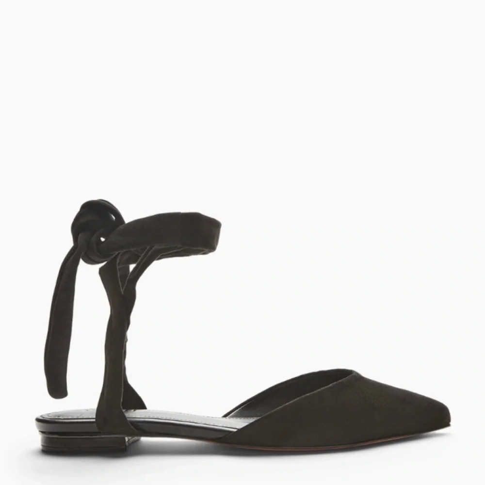 NEW SCHUTZ Barbrah Suede Ankle Tie Flats Women’s 7.5 Ballet Feminine Girly Cute - Picture 2 of 5